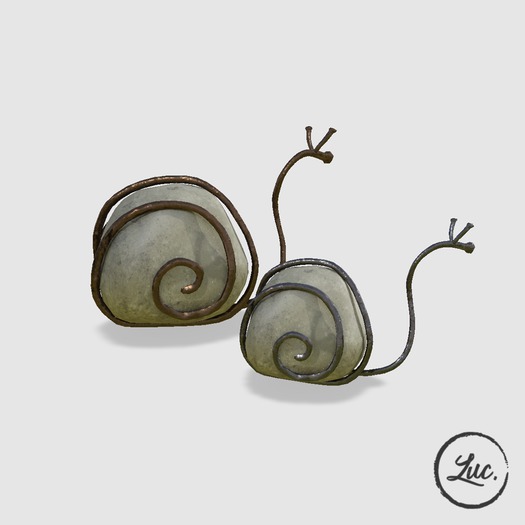 (Luc.) Slow Down Snail, Welded Iron & Stone [add]