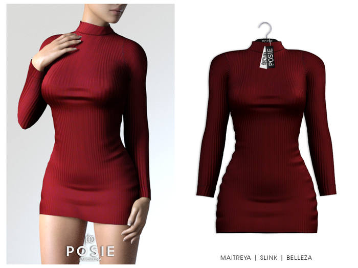POSIE - Danielle Wool Dress .BURGUNDY