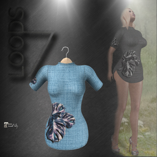 LOODS7 Leaf Dress Blue