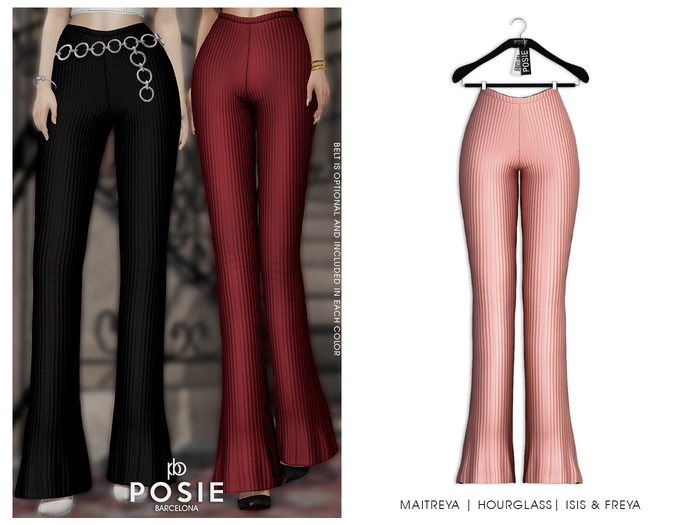 POSIE - Ami Ribbed Flare Pants .NUDE
