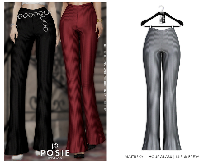 POSIE - Ami Ribbed Flare Pants .GRAY