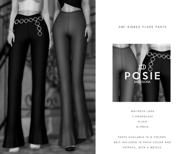 POSIE - Ami Ribbed Flare Pants .DEMO