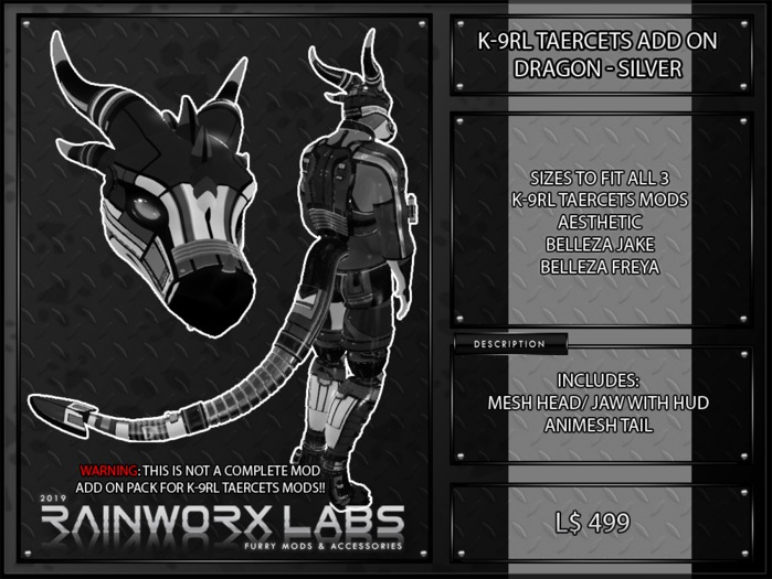 [RL] K-9RL TAERCETS ADD ON - DRAGON - SILVER