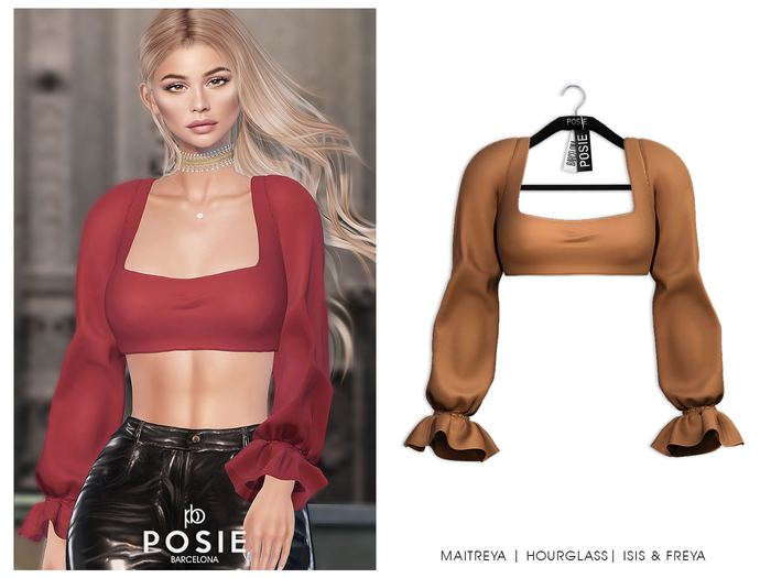 POSIE - Poppy Flare Crop Top .CAMEL