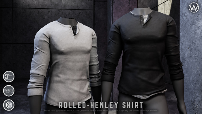 WAZ - Rolled Henley (White) CLOSEOUT