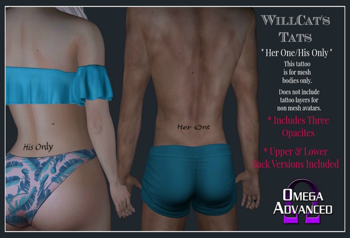 WILLCATS TATS" HER ONE/HIS ONLY TATTOO " GIFT