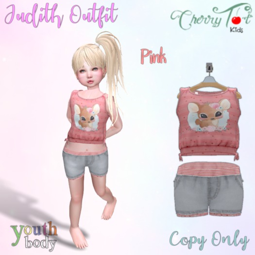 *Cherry Tot* Youth Fitted Judith Outfit Pink (Wear&Click)