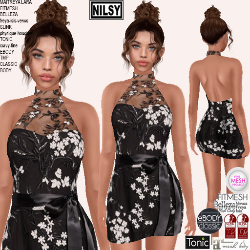 NILSY FLOWER BEADED HALTER DRESS,ALL BODIES