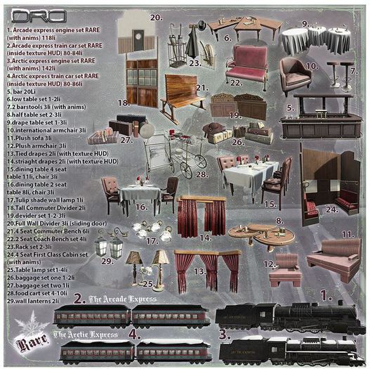 6 -DRD- AE - Train Car - Low Table Set