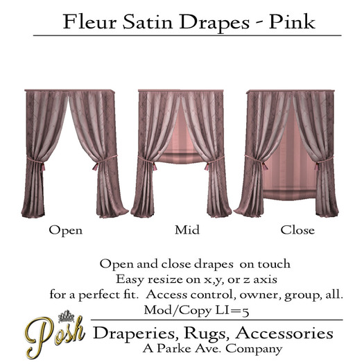 [Posh] Fleur Satin Drapes - Pink