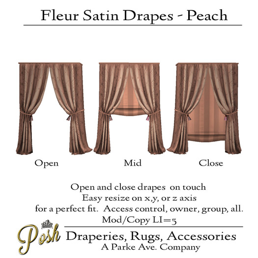 [Posh] Fleur Satin Drapes - Peach