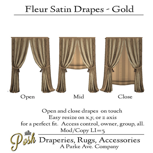 [Posh] Fleur Satin Drapes - Gold