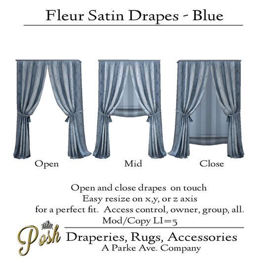 [Posh] Fleur Satin Drapes - Blue