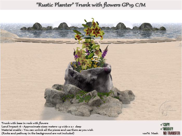 Rustic Planter with flowers GP19