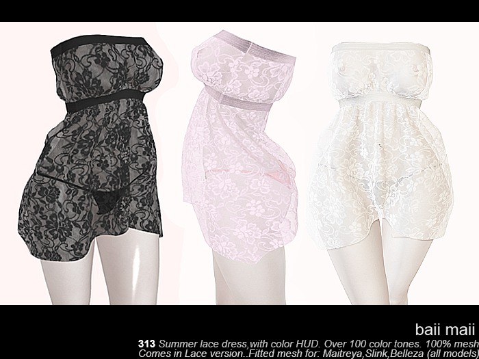 SUMMER PROMO baii maii 313 Summer lace dress wHUD Lara Hourglass Freya mesh Maitreya Slink Belleza Woman's Apparel Cloth