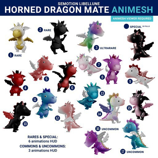 SEmotion Libellune Horned Dragon Mate BlueHearts #17 UNCOMMON