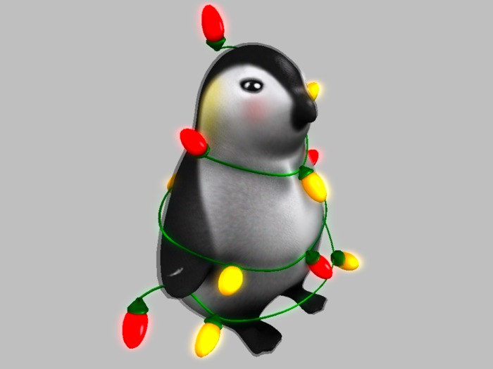 8.Yokai - Penguin stories - Penguin w garland (red\gold)