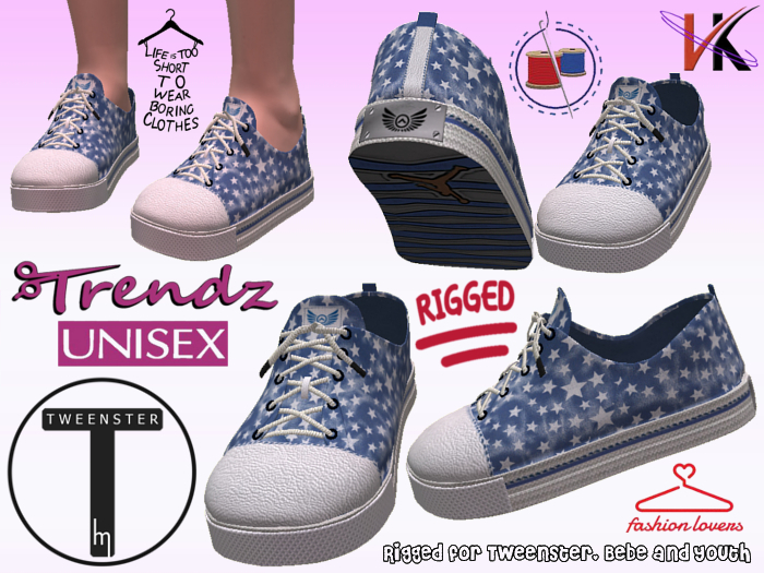 V&K Design Rigged Sneaker for Tweenster,Bebe,Youth (Blue) 