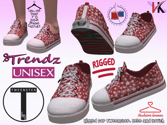 V&K Design Rigged Sneaker for Tweenster,Bebe,Youth (Red) 