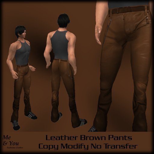 ***Me & You Men  Leather Brown  Pants