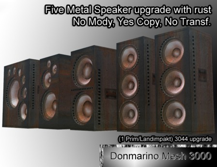 Second Life Marketplace - Rusty Speakers Set of 5, Donmarino 3000