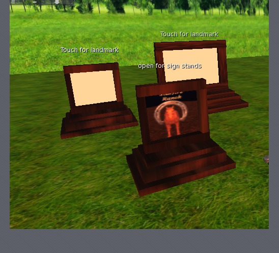 sign with stand with and without landmark and notecard givers