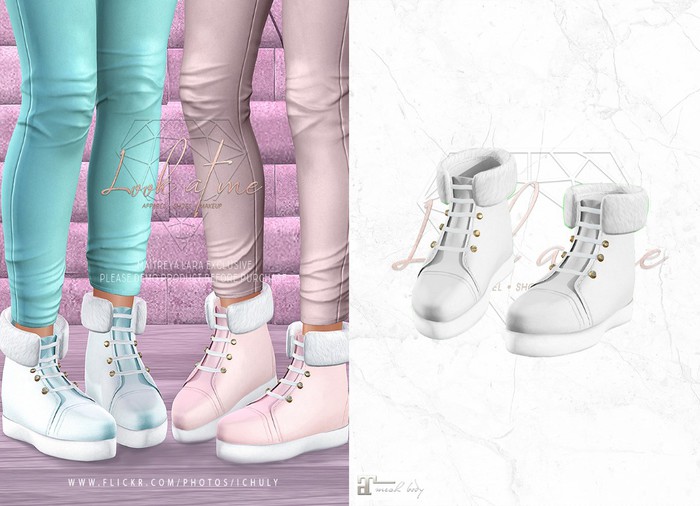 Look At Me. Fur Boots : White (maitreya)