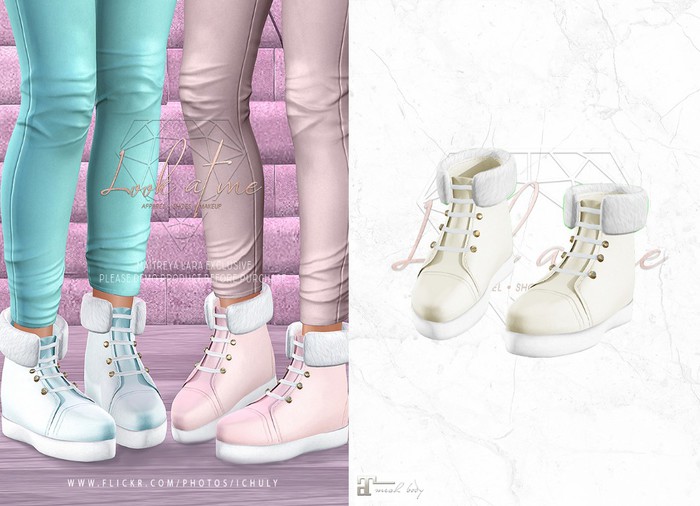 Look At Me. Fur Boots : Cream (maitreya)
