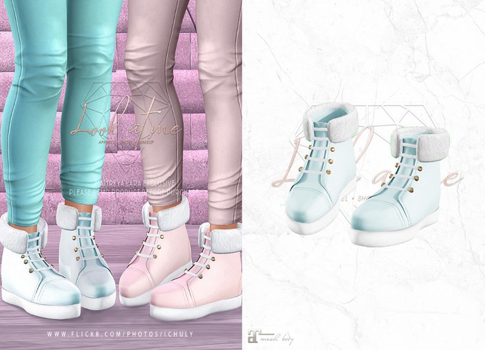 Look At Me. Fur Boots : Blue (maitreya)