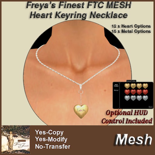 Freya's Finest MESH FTC Heart Keyring Necklace