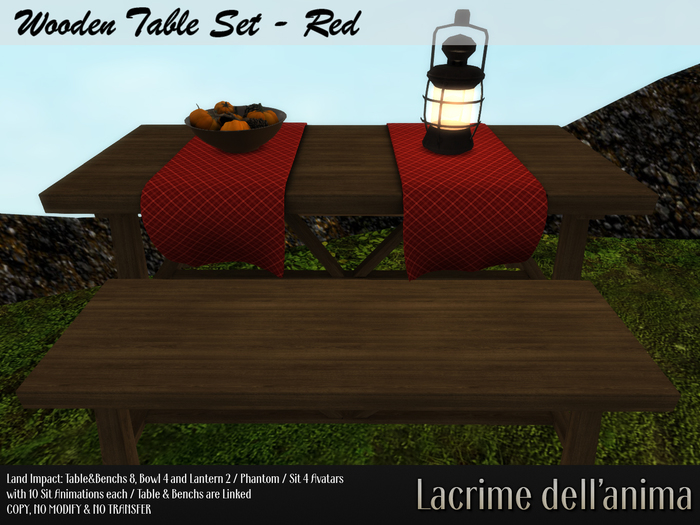 Wooden Table Set - Red