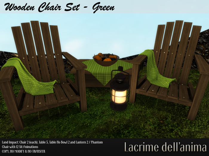 LDA (Box) - Wooden Chair Set - Plaid Green