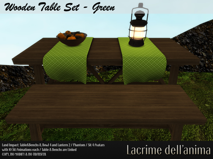 Wooden Table Set - Green