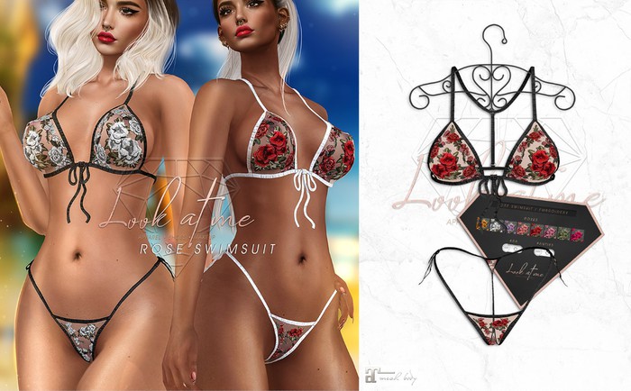 Look At Me. Rose Swimsuit : black