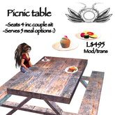 Picnic table - serves 5 different snacks!