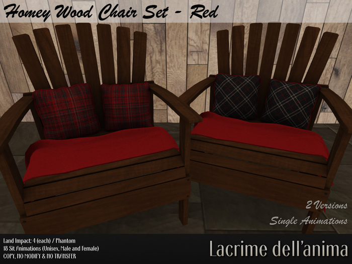 (BOX) Homey Wood Chair - Red