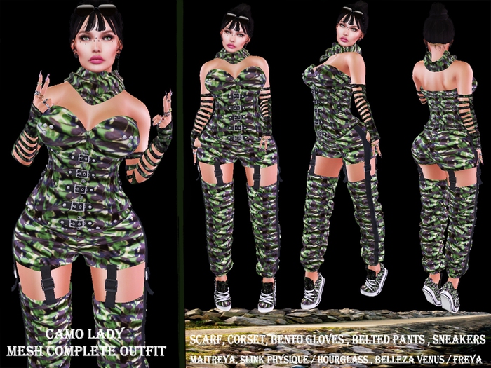 MESH COMPLETE OUTFIT - CAMO LADY