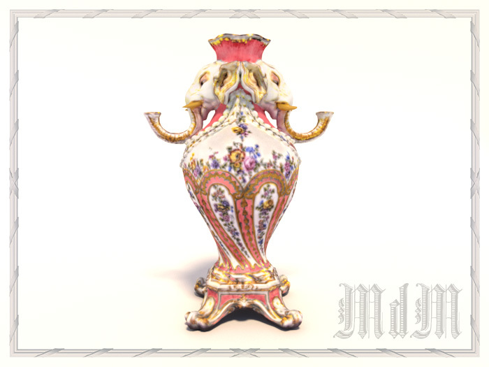 Sevres Elephant-head vase - Fleur de la Reine