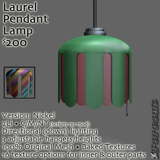 %Laurel Pendant Lamp (nickel) *MESH* Delivery Box