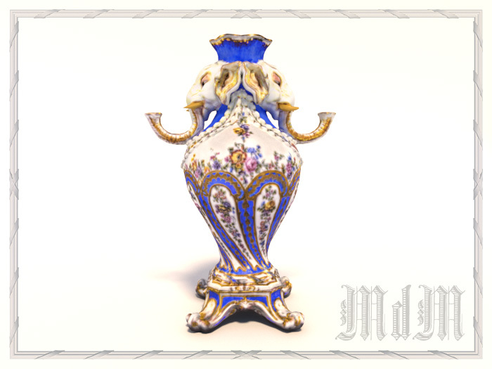Sevres Elephant-head vase - Bleu du Roi