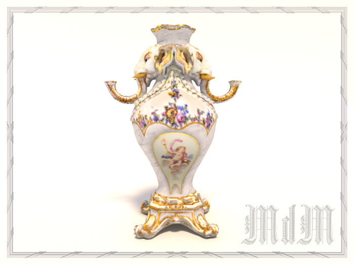 Sevres Elephant-head vase - Le Lac des cygnes