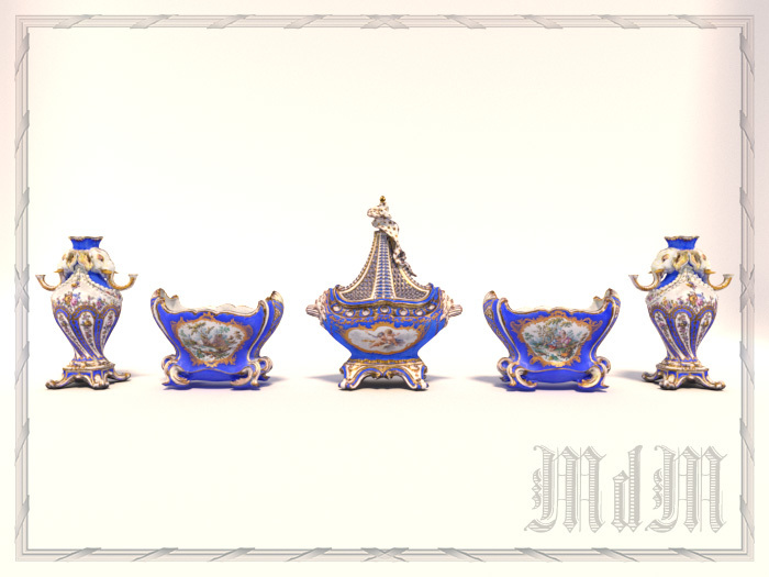 Sevres grand Garniture - Bleu du Roi