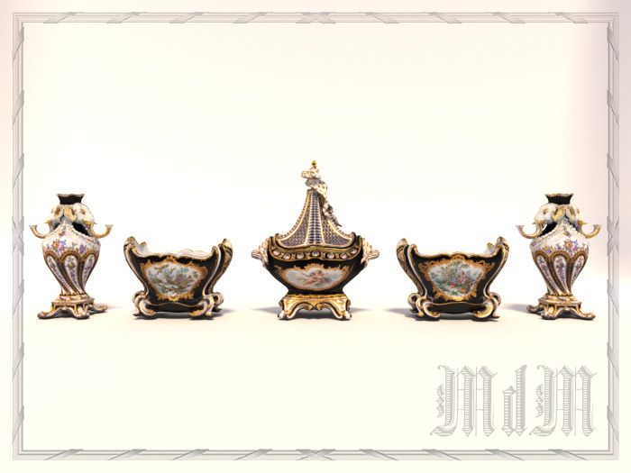 Sevres grand Garniture - La nuit Celeste