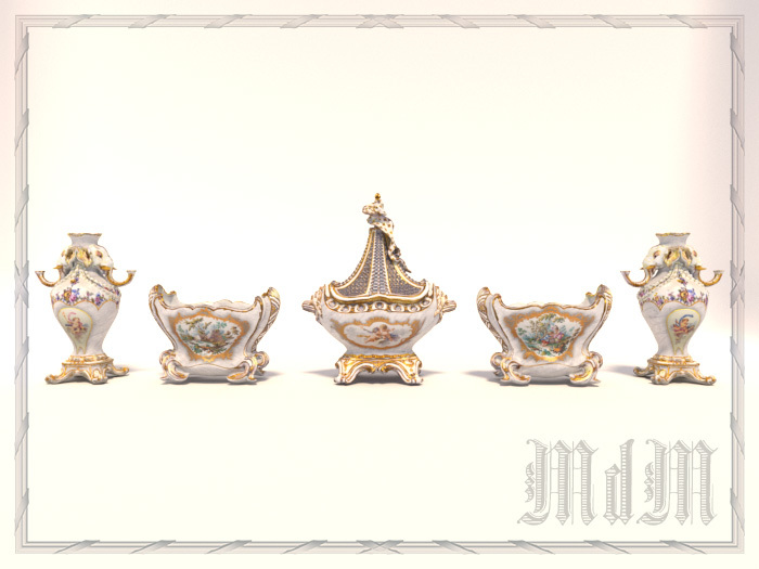 Sevres grand Garniture - Le Lac des cygnes