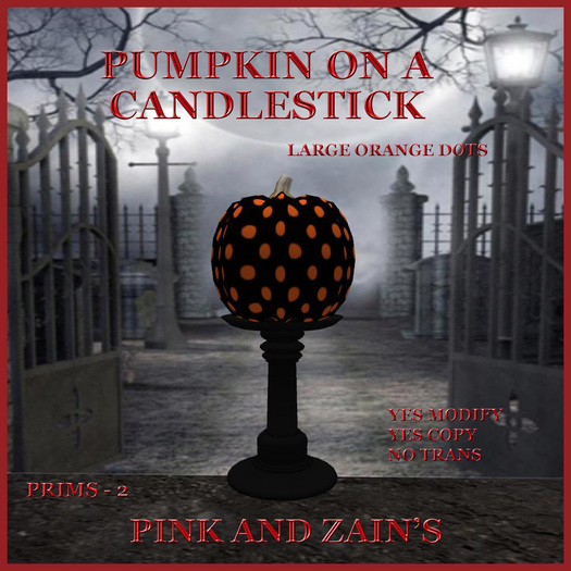 Pumpkin Candlestick - Black/Orange Dots [BOXED]