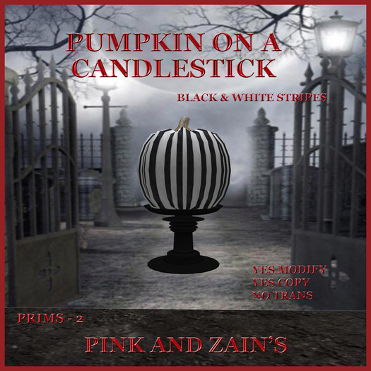 Pumpkin Candlestick - White/Black Stripe [BOXED]