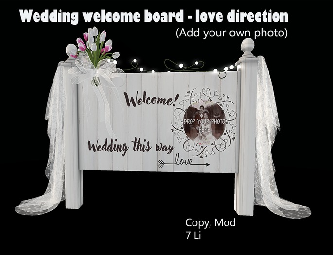S55 Wedding Welcome board love direction BOXED