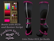 Bad Girl Boots 5 Hud Schnallen Latex with Color-Change-HUD Vampire,Emo,Gothic,Dance,Girl,Neko,Kitty 