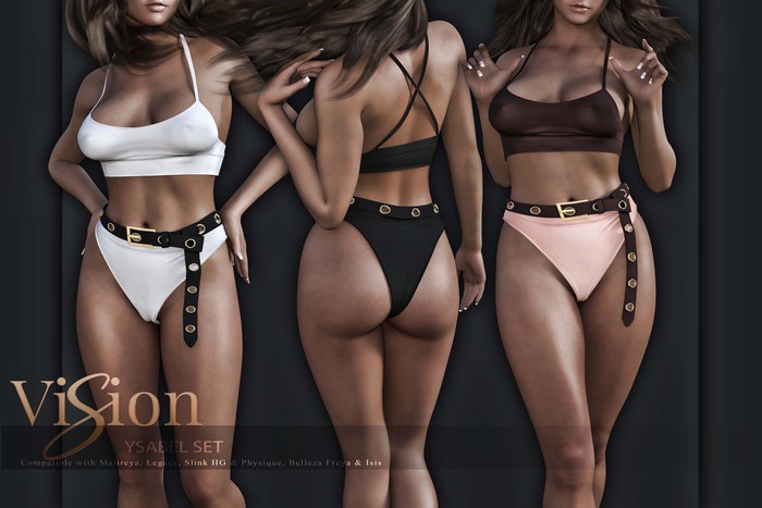 {ViSion} // Ysabel Set - FAT PACK - Maitreya, Legacy (f), Belleza Freya - Isis, Slink Hourglass - Physique