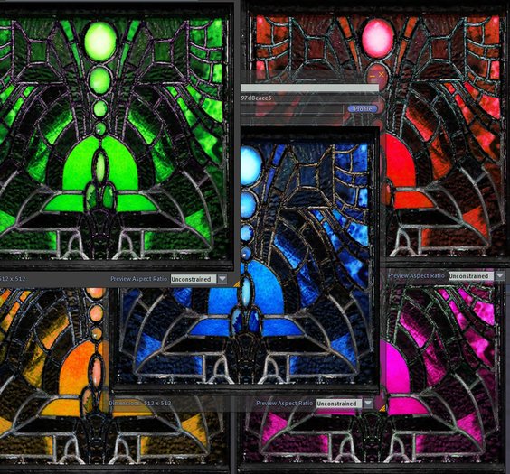 Stained Glass, SteamPunk, 5 windows textures